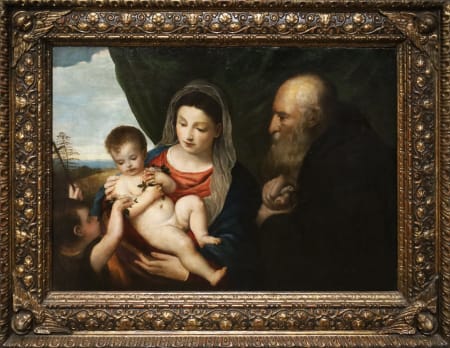 Bottega di Tiziano — Madonna delle Rose con Sant'Antonio Abate